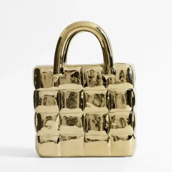 inny Wazon w kształcie torby złoty 23 cm