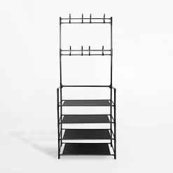 inny Wieszaki, Półki Tekstylne, Organizery^Wieszak stojący z półkami czarny 60x26x157 cm