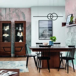 Furni Home Witryny^Witryna niska z czarnym dekorem VERO