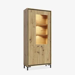 Discount Witryna z oświetleniem PARII dąb artisan