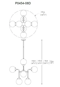 Zumaline Żyrandole|Lampy Wiszące^Żyrandol czarno-srebrny RIANO 76 cm klosz transparentny
