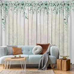 Online Eurofirany Zasłona do salonu biało-zielona BETSY 350x250 cm