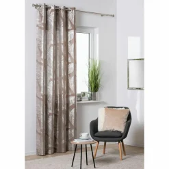 Firany, Zasłony I Akcesoria^Zasłona do salonu na przelotkach taupe VANUA 140x260 cm