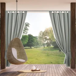 Hot Eurofirany Zasłona na taras z szelkami na rzepy srebrna GARDEN 155x220 cm