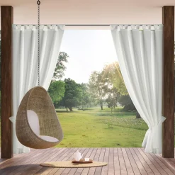 Eurofirany Tekstylia Zewnętrzne|Firany, Zasłony I Akcesoria^Zasłona na taras z szelkami na rzepy biała GARDEN 155x220 cm