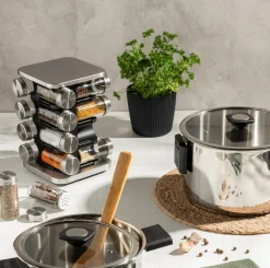 Prima Cucina Młynki I Przyprawniki^Zestaw 16 przyprawników na stojaku