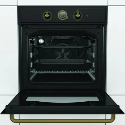Gorenje Piekarniki|Zestawy Agd^Zestaw retro czarny CLASSICO – piekarnik, płyta gazowa, okap