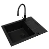Online ZHEF Zlewozmywak APOLLO 65x50 cm z baterią HERA + syfon black edition